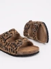 Women's Leather Leopard Print Slides