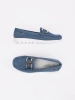 Blue moccasins with decorative chain