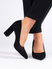 Black Suede Chunky Heel Pumps by Sergio Leone