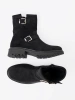 Modern Black Ankle Boots with Silver Buckles