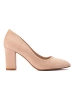 Beige Block Heel Pumps