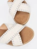 White woven flat slides