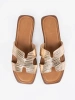 Gold square-toe sandals