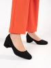 Black Suede Block Heel Pumps by Sergio Leone