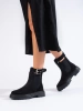 Black Suede Ankle Boots with Buckle