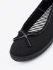 Black fabric ballet flats with a bow