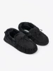Soft, Black Moccasin Slippers with Bow