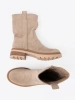 Minimalist Beige Ankle Boots in Soft Suede