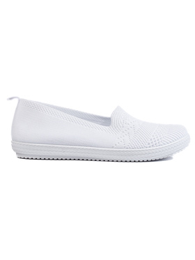 White Fabric Slip-On Shoes