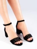 Black Suede Heeled Sandals - Potocki Collection