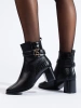 Stylish Black Block Heel Ankle Boots