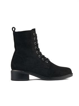 Chic Black Lace-Up Ankle Boots on a Low Heel