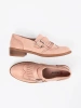 Pink suede flat loafers