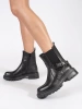 Sergio Leone Black Leather Platform Ankle Boots