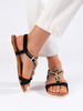 Chic Black Beaded Sandals