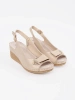 Beige low wedge sandals