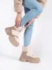 Cozy Beige Platform Snow Boots with Faux Shearling Trim