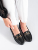 Chic Black Buckle Loafers