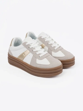 Biało-szare sneakersy na platformie
