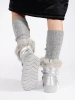 Silver Fur-Lined Snow Boots with Chunky Soles