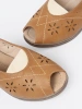 Caramel Openwork Wedge Sandals