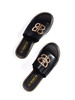Black Slide Sandals with Ornament