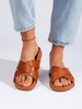 Charming Camel Slip-On Sandals with Wide Straps by Sergio Leone