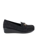Black wedge loafers with decoration