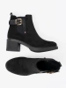 Black ankle boots with buckle on stable heel