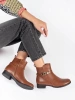 Chic Brown Ankle Boots with Decorative Strap