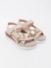 Beige platform sandals with metallic embellishment