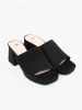 Women's black heeled mules