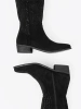 Black Cut-Out Cowboy Style Boots