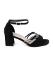 Black suede block heel sandals