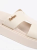 Light beige women's platform slides