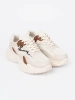 Beige Women's Sneakers on Thick Sole