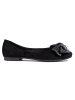 Suede Ballet Flats with Bow in Black