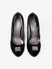 Open toe black pumps