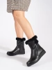 Warm Black Leather Ankle Boots with Faux Fur by Sergio Leone
