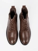 Brązowe sznurowane botki z niskim obcasem Sergio Leone