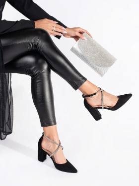 Suede Black Heels with Sequins