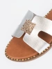 Silver flat sandals with cutouts