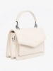 Light beige small women's handbag with handle and strap