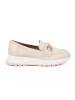 Light beige moccasins with decorative gold element