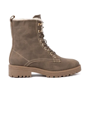 Stylish dark beige boots with thick sole