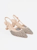 Light beige perforated low heel pumps