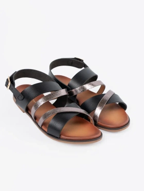 Black sandals Sergio Leone with silver straps