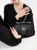 Black small shoulder bag with silver chain