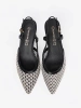 Black perforated low heel court shoes