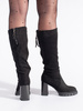 Black Suede Block Heel Boots